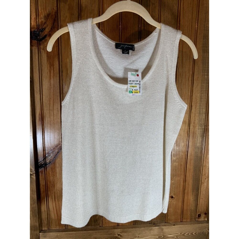 Josephine Sleeveless Sweater Petite Large Sparkle Cream Color